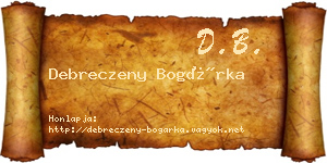 Debreczeny Bogárka névjegykártya